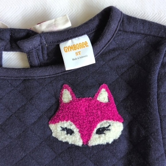 gymboree fox navy blue quilted peplum long sleeve top 5T toddler girls - Picture 2 of 7